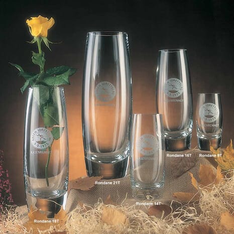 Rondane glassvase i 6 størrelser med eget trykt motiv