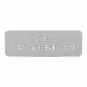 Sølvskilt med gravering, enkle tegn