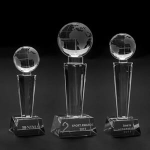 Globe krystall i 3 størrelser